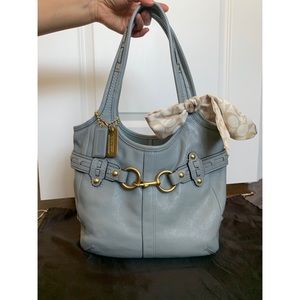 •COACH Light Blue Shoulder Bag•